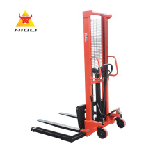 NIULI Hand Pallet Lifter Stacker Forklift Hydraulic Wide Straddle Manual Stacker with Adjustable Leg